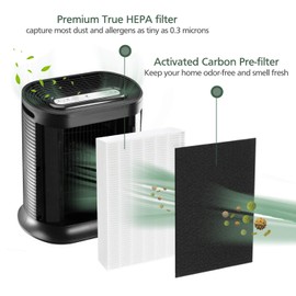 HPA100 True HEPA Filter Replacement HRF-ARVP100 for Honeywell HPA100 Series Air Purifier, HPA094, HPA104, HPA105 HPA3100, HPA5100 Series, 2 HEPA R and 8 Precut Carbon Pre-Filters A