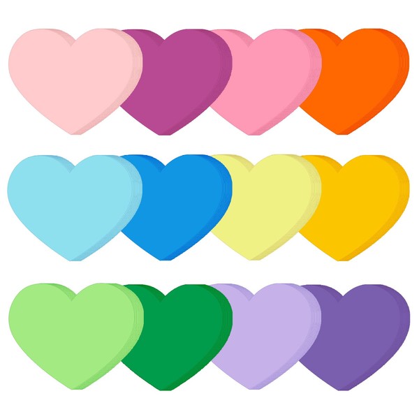 Whaline 120Pcs Heart Cutouts 12 Colors 5.9 Inch Heart Shaped Cut Outs Rainbow Cardboard Paper Cutting for Spring Summer Party Back to School Classroom Decoration Valentine¡¯s Day Supplies