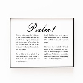 Blessed is the Man Quote from Psalm 1 - Christian Housewarming Gift - Psalms Scripture Print Wall Art Unframed (11x14nches)