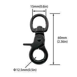 DGHAOP 2pcs Snap Hook Zinc Alloy 60mm Black Key Chain Door Lock Pets Cage Hook Belt Clip for Any Suitable Cage, Dog Traction Rope