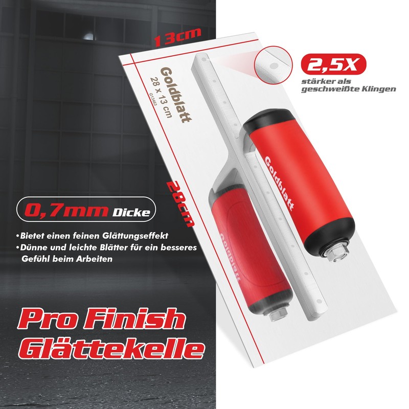 Goldblatt Stainless Steel Smoothing Trowel 280 x 130 mm