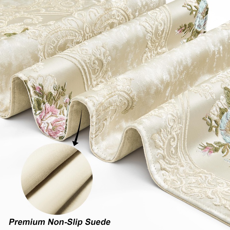 Loom and Mill Elegant Table Runner 13x108 inch, Floral Jacquard