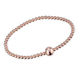 MATERIA women’s / girls’ bead bracelet - 925 silver stretch bracelet, gold, rose gold or silver-coloured, 17 - 22 cm, Gold-Plated Silver, Rose-Gold