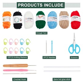 ACRNIGHEET 6PCS Christmas Crochet Kits Snowman Crochet Coaster Kit Crochet Kit for Beginners Wreath Handmade Crochet Drink Coaster Candy Coasters Crochet Starter Kit for Home Kitchen Office Table