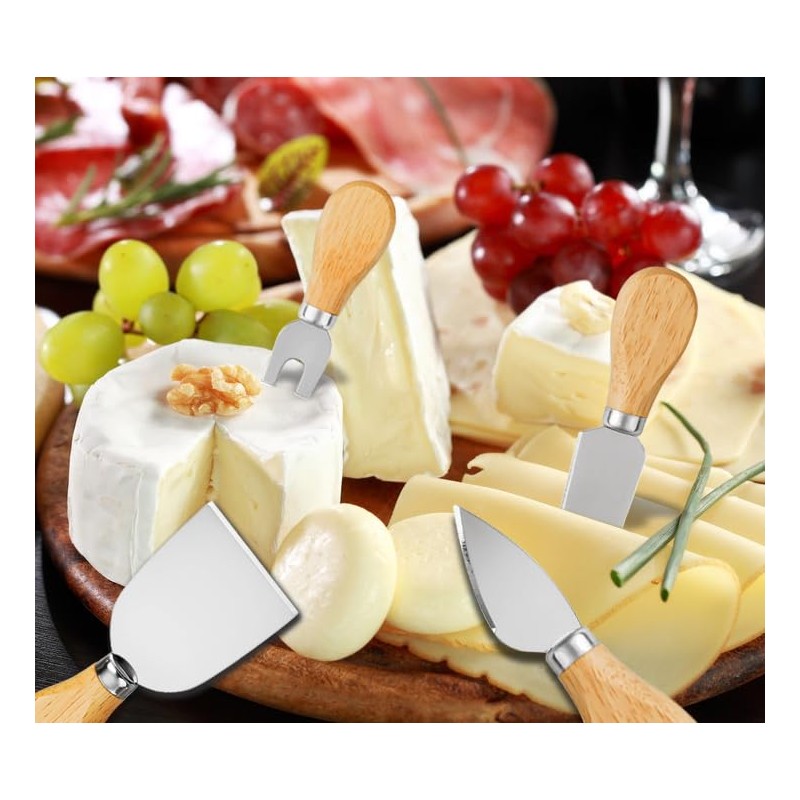 YXChome 4 Cheese Knives Set - Cheese Knife,Cheese Fork,Cheese Slicer,Butter