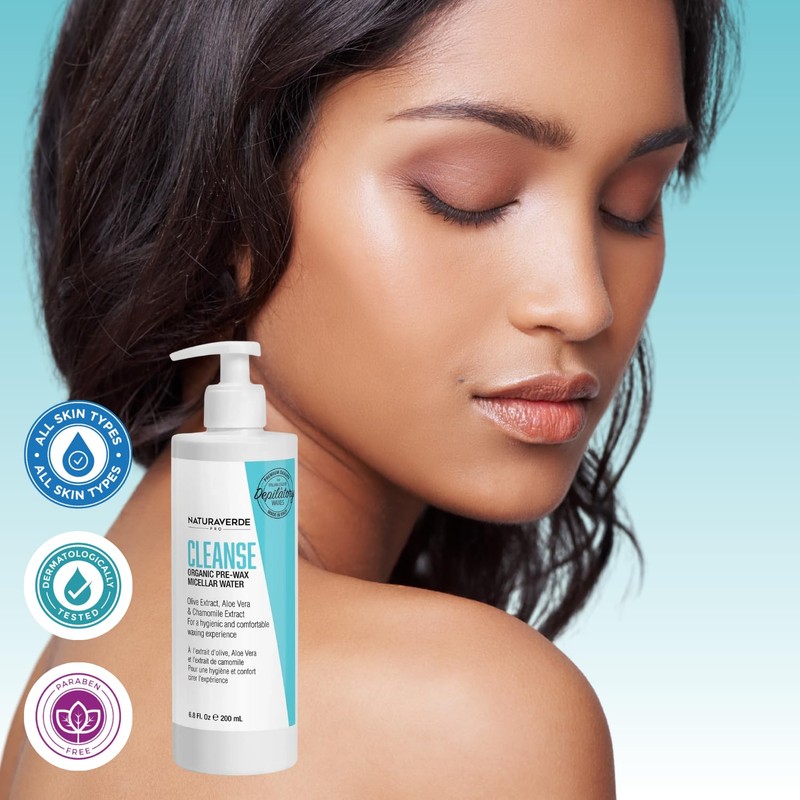 NaturaverdePro Cleanse Organic Pre Wax Micellar Water, Makeup Remover Facial