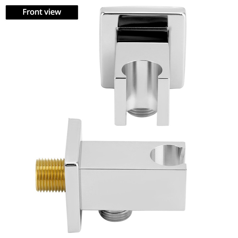 QWORK® Chrome hose connection with hand shower holder, brass G1/2