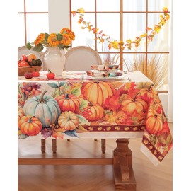 Honellaty Fall Tablecloth for Rectangle Tables, 60 x 84 Inch Spill-Proof Autumn Pumpkin Table Cloth, Oblong Tablecloths for Thanksgiving, Farmhouse Table Cover for Dinner Kitchen