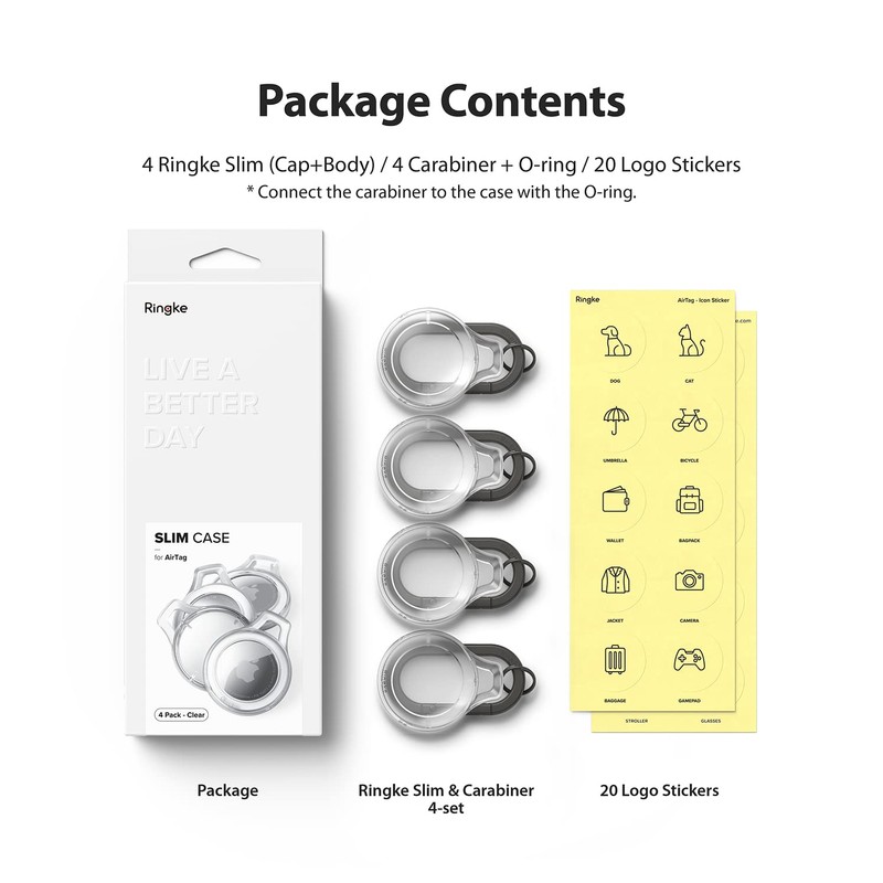 Ringke Slim para AirTag Case - Clear 4 Pack