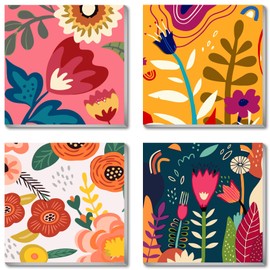 eimivrc 4 Pack Paint by Numbers Kit for Adults Framed,Flowers Paint by Numbers for Adults Beginner,DIY Acrylic Oil Painting for Home Wall Decor(8x8inch)