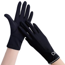 AWOCAN Women UV Protection Gloves Sunscreen Gloves Full Finger Touchscreen Summer for Driving Riding Fishing Outdoor Activities (BLACK)