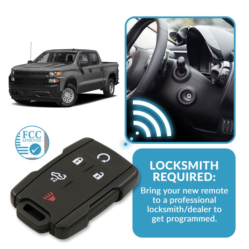 Keyless2Go Replacement for 5 Button Replacement Remote 433 Mhz for