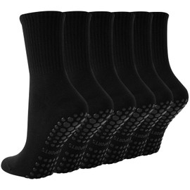 BISOUSOX Pilates Socks Women's 3 Pairs Cotton Yoga Non-Slip Socks Pilates Size 36-40 Non-Slip Socks Stopper Socks Women for Yoga Fitness Gifts for Women Mum Pregnant Hospital, 3 Pairs 3Black