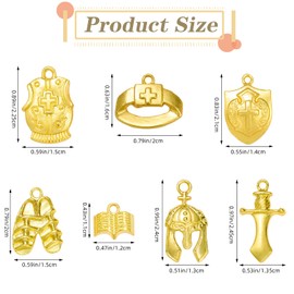 COGCHARGER 70 Pcs 10 Styles Gold Armor of God Costume Bible Charms for Jewelry Making Bulk Assorted Alloy Sword Charms Pendants for Earrings Necklaces Bracelets DIY Supplies