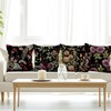 Black Gothic Floral Throw Pillow Covers, Purples Flower Dark Decorative