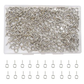 CEEYSEE 300 Pcs Small Screw Eye Mini Screw Eye Pin Peg Self Tapping Screws Hooks Ring for Arts Crafts Projects (YJY0)