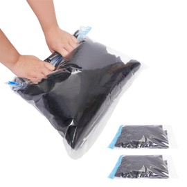 10 Pack Compression Bags for Travel Reusable Travel Vacuum Storage Bags for Luggage Dirty Clothes Roll-Up Space Saver Bags No Vacuum or Pump Needed,Travel Essentials(3 Large, 3 Medium, 4 Small)
