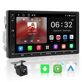 ATOTOZONE A5L Android System Double DIN Car Stereo Backup Camera, 7inch Wireless CarPlay Android Auto Touchscreen, WiFi/BT Tethering, 24-B EQ DSP, Bluetooth, Android Radio, 2G+32G, FM/USB/TF