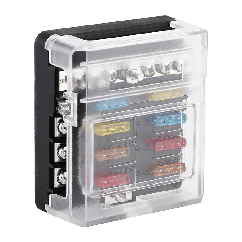 6-Way 12V-24V Car Power Distribution Blade Fuse Holder Box Terminal