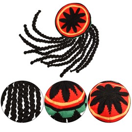 NAUZE Rasta Hat with Black Dreadlocks Jamaican Dreadlocks Wig Rasta Wig Cap