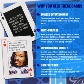 Meme Theme Playing Cards - 54 Uniquely Funny Cards, Clever and Fun Gift, Great for Parties & Game Nights. Perfect Holiday White Elephant Gift. Amazing Quality, Endless Entertainment, LOL Funny.