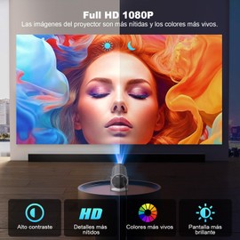 Proyector Portatil, 4K Proyector Inteligente con Auto Keystone, Mini proyectores Giro de 210 Grados con WiFi 6 y Bluetooth 5.4, 200 ANSI, para Cine en Casa, Compatible con USB/HDMI/iOS/Android/PC/PS