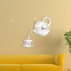 Fowecry 3PCS DIY Acrylic Coffee Cup Teapot 3D Wall Clock