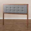 Baxton Studio Sarine Mid-Century Modern Dark Grey Fabric Upholstered Walnut
