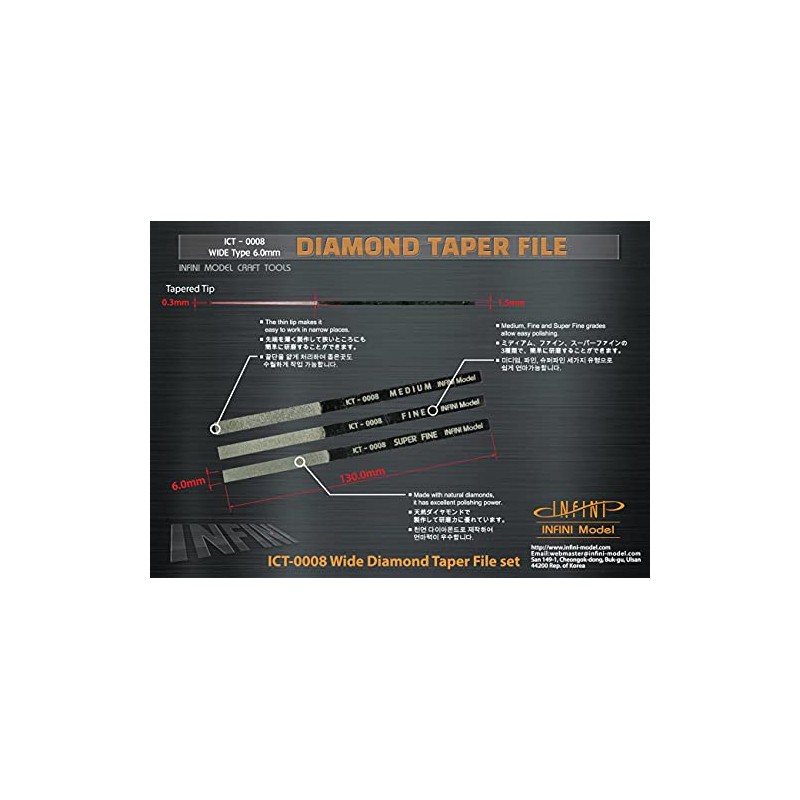 Infini Model ICT0008 Diamond File Set, Wide, 3 Pieces, Plastic