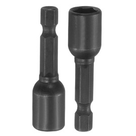 sourcing map 2Pcs 1/4" Hex Shank 8mm Magnetic Hex Socket 48mm Length, CR-V Steel Quick-Release Impact Driver Socket Wrench Screw for Impact Drill Power Nut Setter