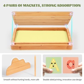 AtMini Montessori Sand Table Early Training Writing and Drawing Toy Wooden Montessori Sand Table Learning Toy for Early Motor Development in Children (Yellow)
