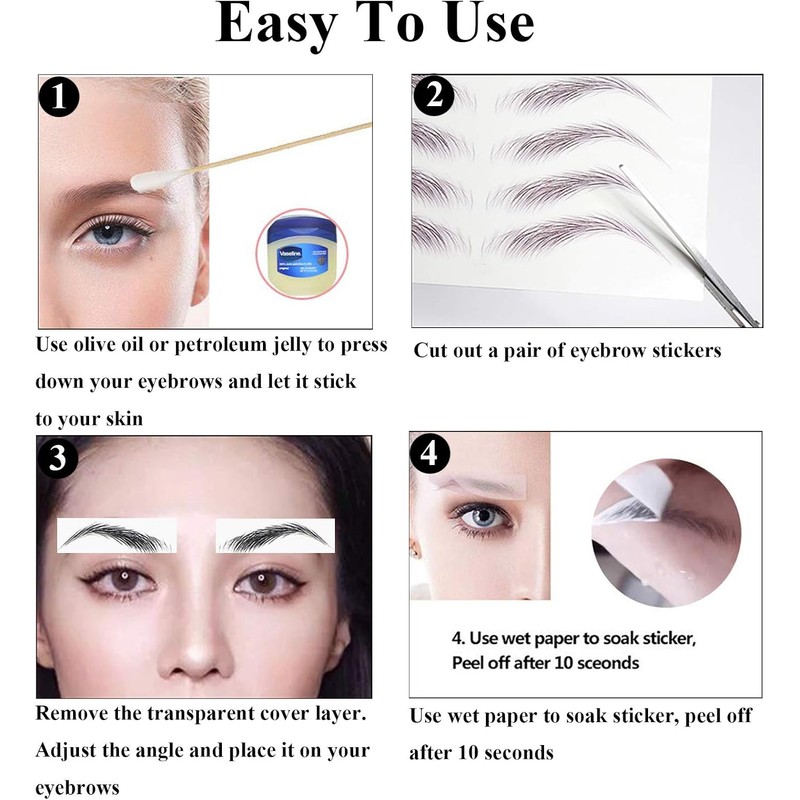 22 pares de tatuajes de cejas 4D, cejas auténticas como