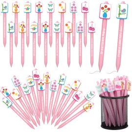 Epakh 48 Pcs Mahjong Ballpoint Pens, Mah Jong Gifts Accessories for Women Chinese Funny Gifts Retractable Rolling Ball Pens for Mahjong Lovers Birthday Christmas Party Favors(Pink,Larger,Cute)