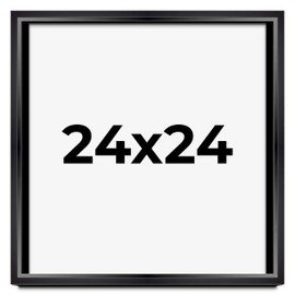 24x24 Shadow Box Black Beveled Display Frame | 1.5 Inches Deep | 1 Inch Wide Moulding | Includes Shatter Resistant Acrylic Plexiglas, Acid-Free Foamboard Backing and Hanging Hardware