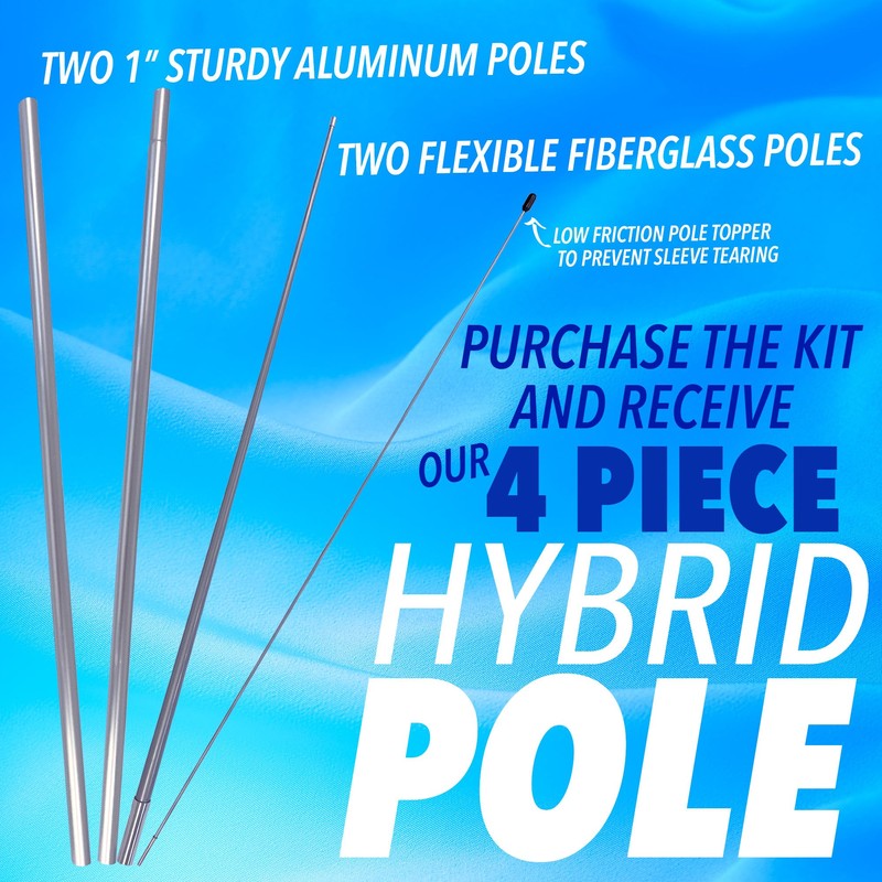 WAFFLES Premium Windless Feather Banner Flag Kit (Flag, Pole, &