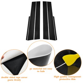 Bilisin Door Pillar Posts Trim Kit Compatible with Toyota Corolla 2003-2008 Exterior Accessories, Anti Scratched Glossy Black Center Side Window Molding Cover Stickers (6Pcs)