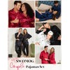 SWOMOG Couple Matching Pajamas Set Silk Satin Button Down Sleepwear