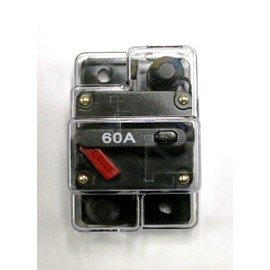 Caliber CB60 60amp Marine Grade Circuit Breaker 60a w/ Manual Reset and Free Cover, Compatible with All 12, 24 and 36 Volt Systems for Electric Trolling Motors.