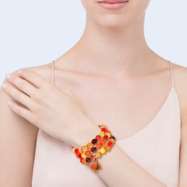 BSJELL 5 Pack Beaded Bracelet Stackable Christmas Thanksgiving St. Patrick’s Day Valentine's Day Beaded Stretch Bracelet Holiday Charm Bracelets Festive Jewelry Gifts for Women (Orange)