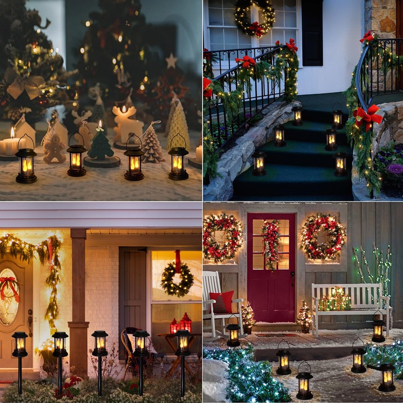 Beautyard Outdoor Solar Candles Lights Flickering Decorative Lantern Stake Lighting