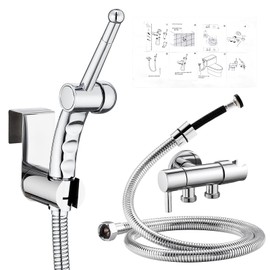 CREA Hand Held Bidet Sprayer Attachment, Adjustable Jet Toilet Bidet with Hose for Feminine Wash, Cloth Diaper Sprayer Set, Stainless Steel Chrome