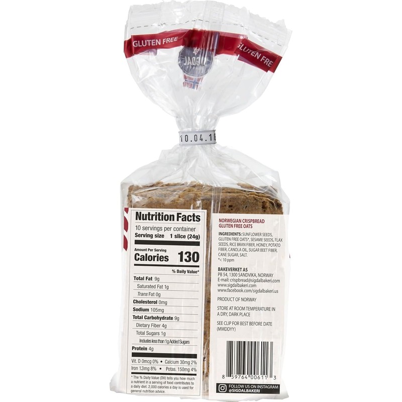 Sigdal Bakeri Gluten Free Oats | Norwegian Wholegrain Crispbread |