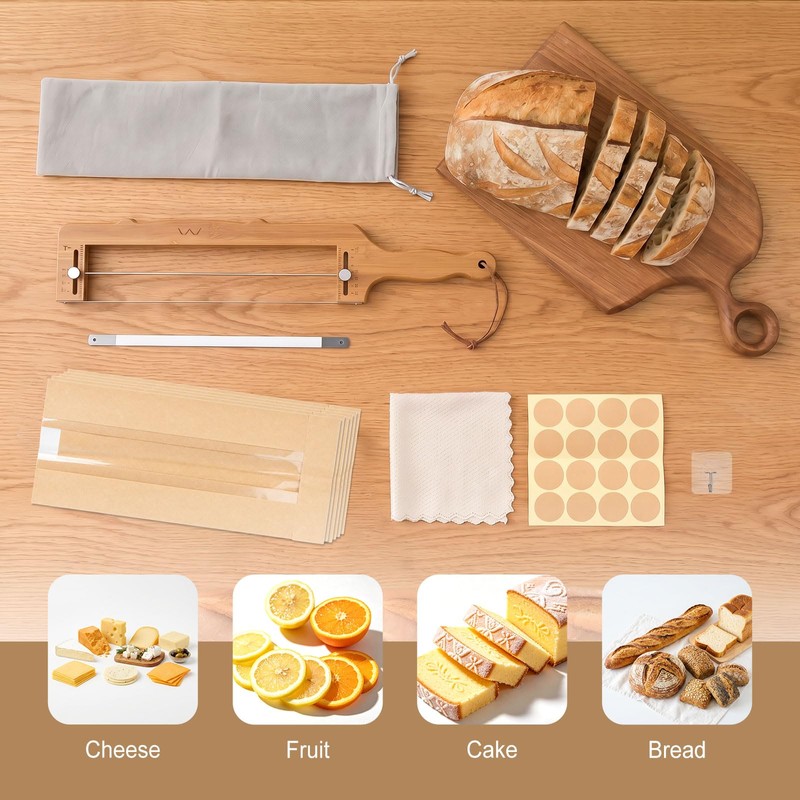CJZMBSTY Adjustable Bread Slicer, Thickened Blade & Storage Bag for