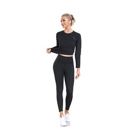 Slimming T Shirt Women Slimming T-Shirt Anti Cellulite Sports Jacket Nano Composite Silver Version 2.0 Sauna Effect Flat Tummy, black