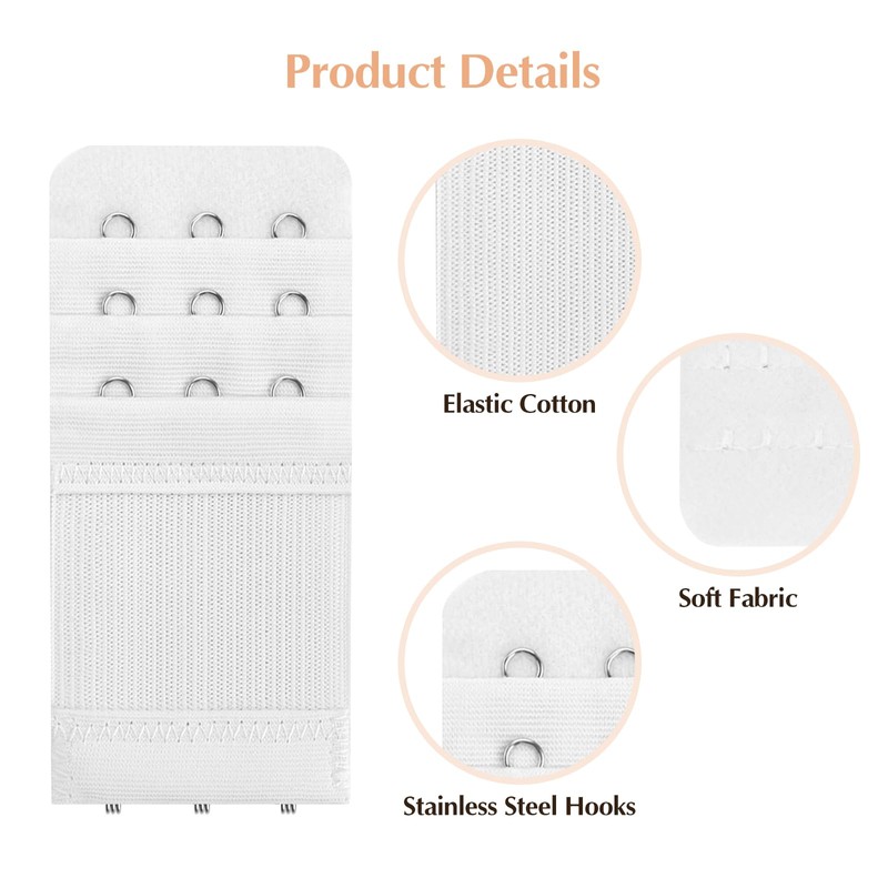 Megecaa 3Hooks Bra Extenders for Women, 6Pcs Adjustable Back Bra