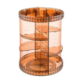 V-HANVER 360 Rotating Makeup Organizer Perfume Organizer Coffee Color Cosmetic Storage Display Case Large Capacity Beauty Holder Adjustable Partition Height for Bedroom Dresser or Bathroom Vanity