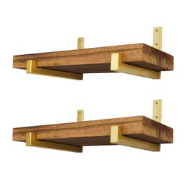ADDGRACE Gold Shelf Brackets 4 Pcs Heavy Duty Wall Mounted with Lip Shelving Supports for DIY Floating Shelf 8 inch,brand