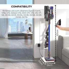 MORANGO Staubsaugerhalter kompatibel mit Dyson V15 V12 V11 V10 V8 V7 V6 - DC45/ DC35/ DC58/ DC59/ DC62/ DC74- Bodenaufbewahrungs-Organizer mit R?dern ohne Bohren der Wand.