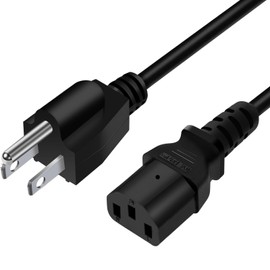 Universal AC Power Cable Cord for Personal Computer,PC Monitor, Plasma Bravia UHD Smart TV,Printer Power Supply Replacement 3 Prong (NEMA 5-15P to IEC320C13) 10A 125V Extension Power Cable Plug