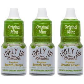 Lively Up Your Breath Premium Breath Freshener Liquid Drops with Organic Ingredients - Original Mint 3 Pack
